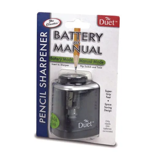 2-in-1 Sharpener, Battery/manual-powered, 6.13 X 3, Black, 24/carton