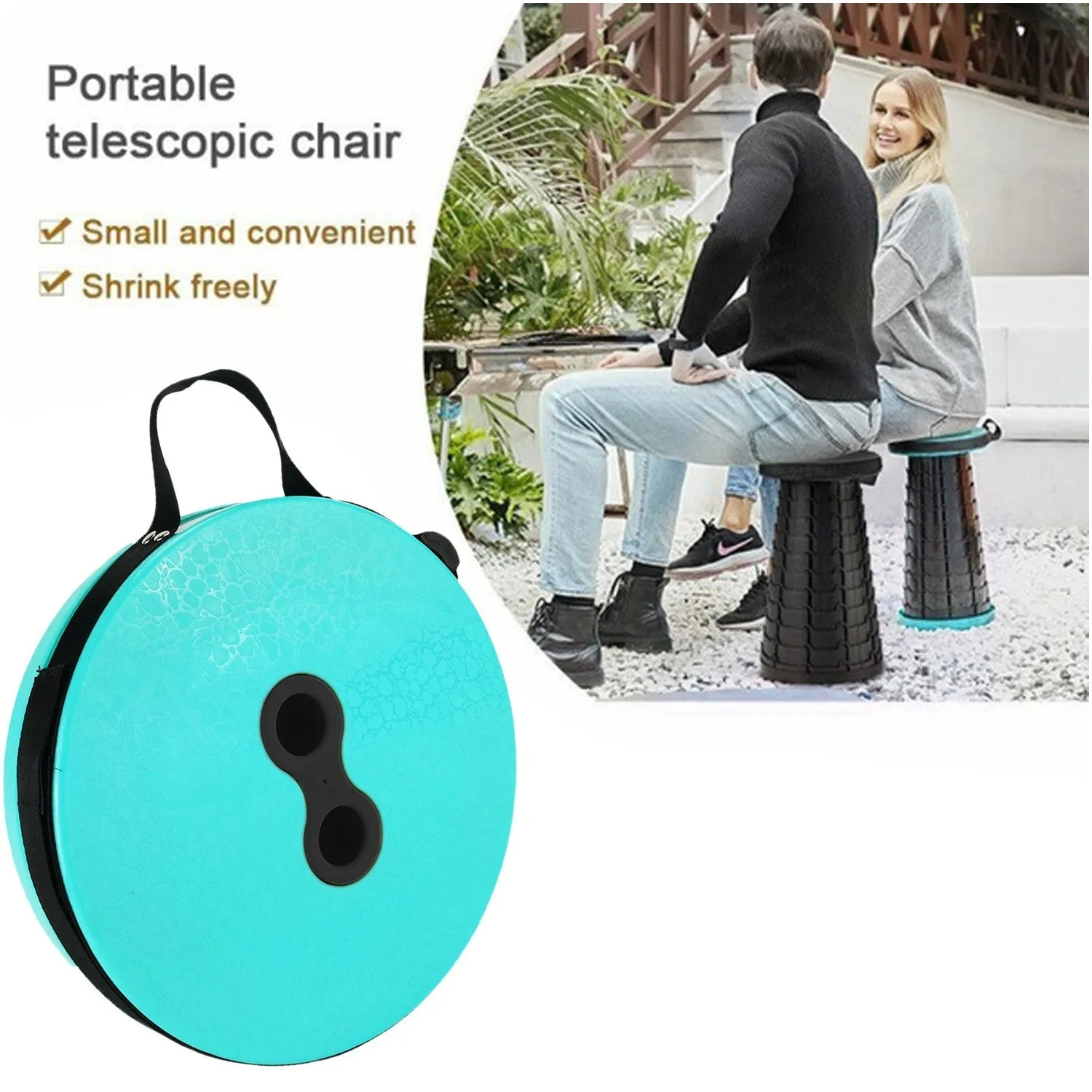 2501 Foldable Height Adjusting Stool Space Saving Telescopic Stool (Mix Color)