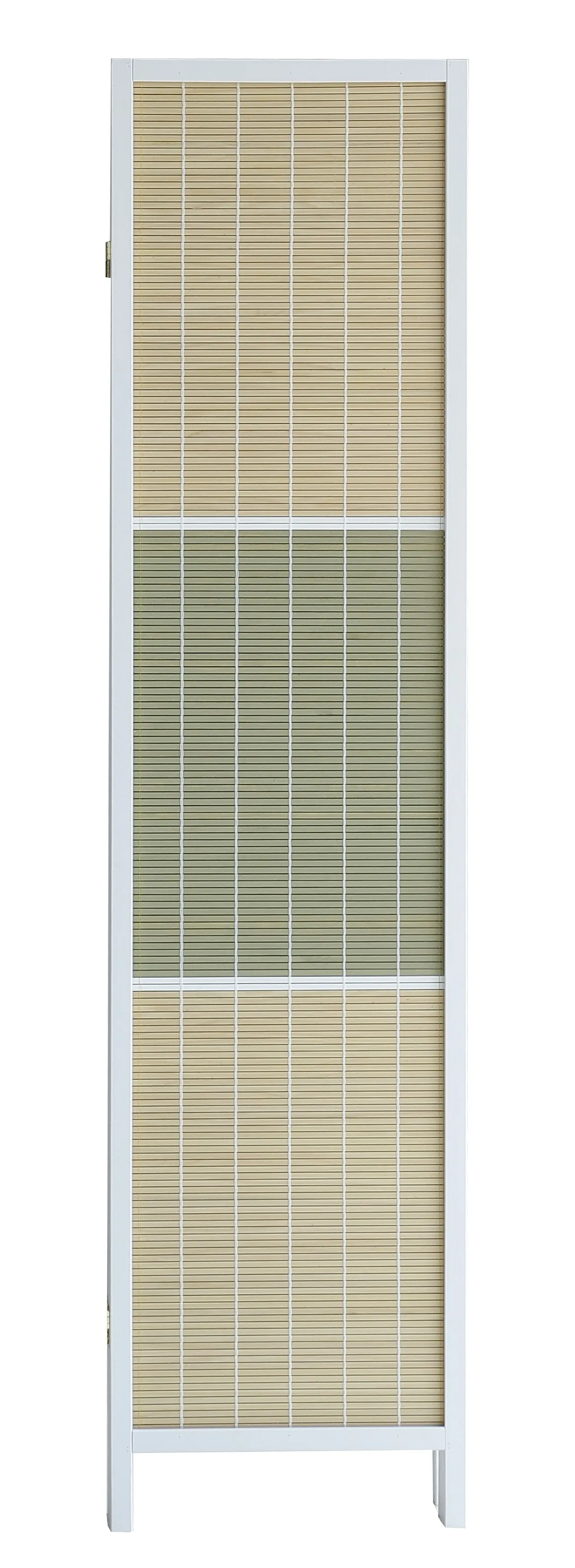 AFT-Woven Wooden Room Divider and Folding Privacy Screen 4 Panel Foldable 2209-4 White