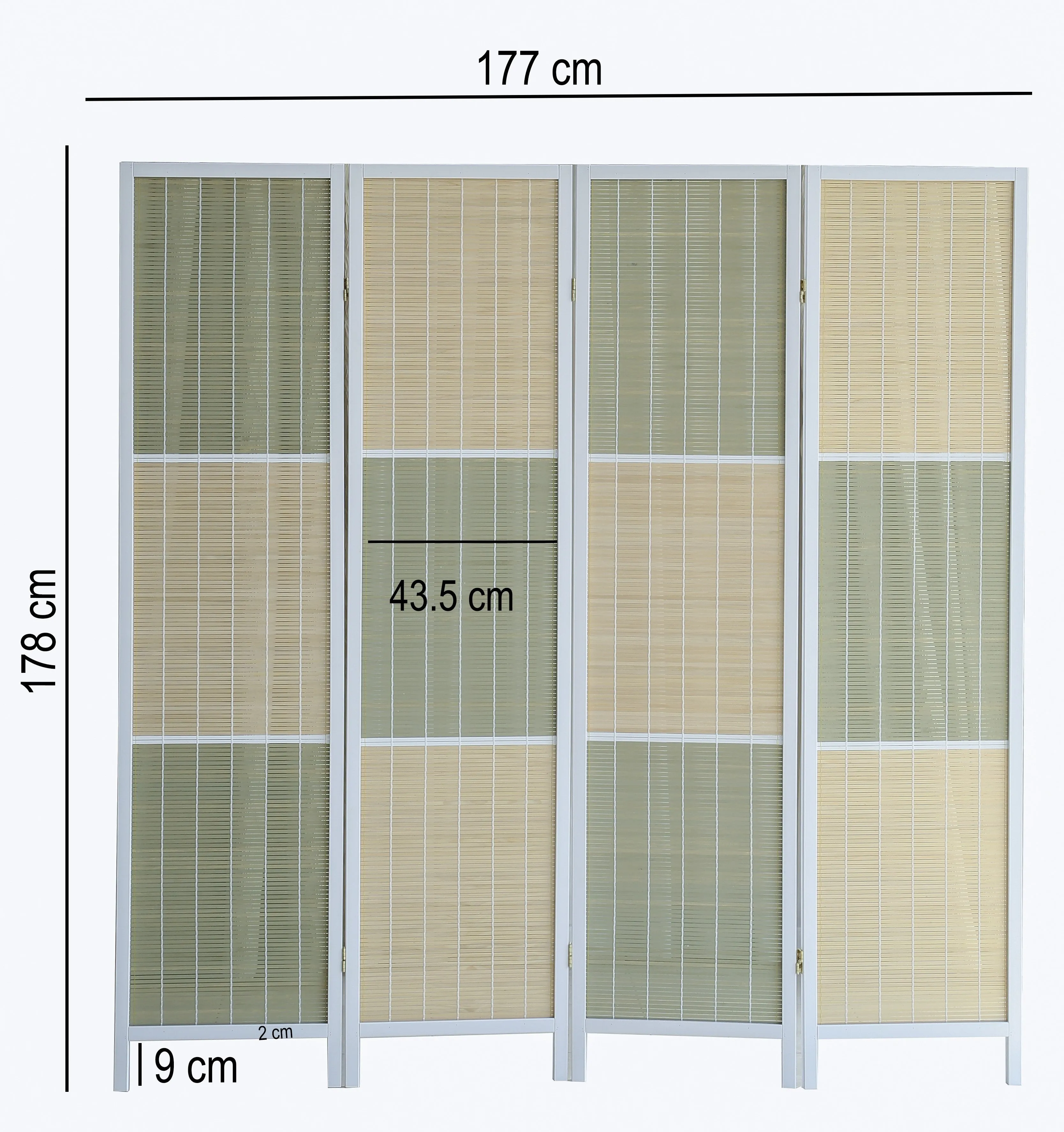 AFT-Woven Wooden Room Divider and Folding Privacy Screen 4 Panel Foldable 2209-4 White