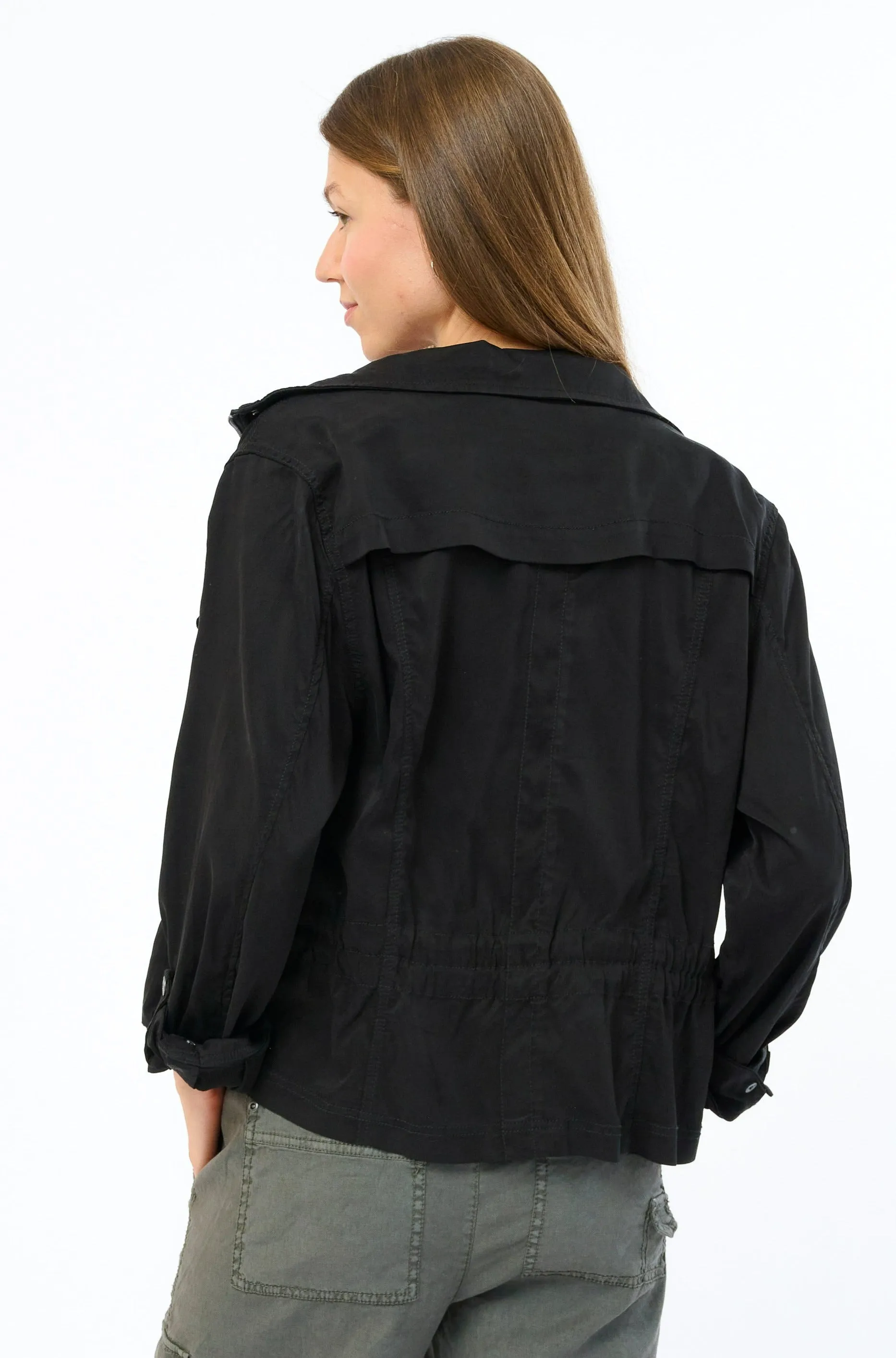 Autumn Stretch Cupro Utility Jacket