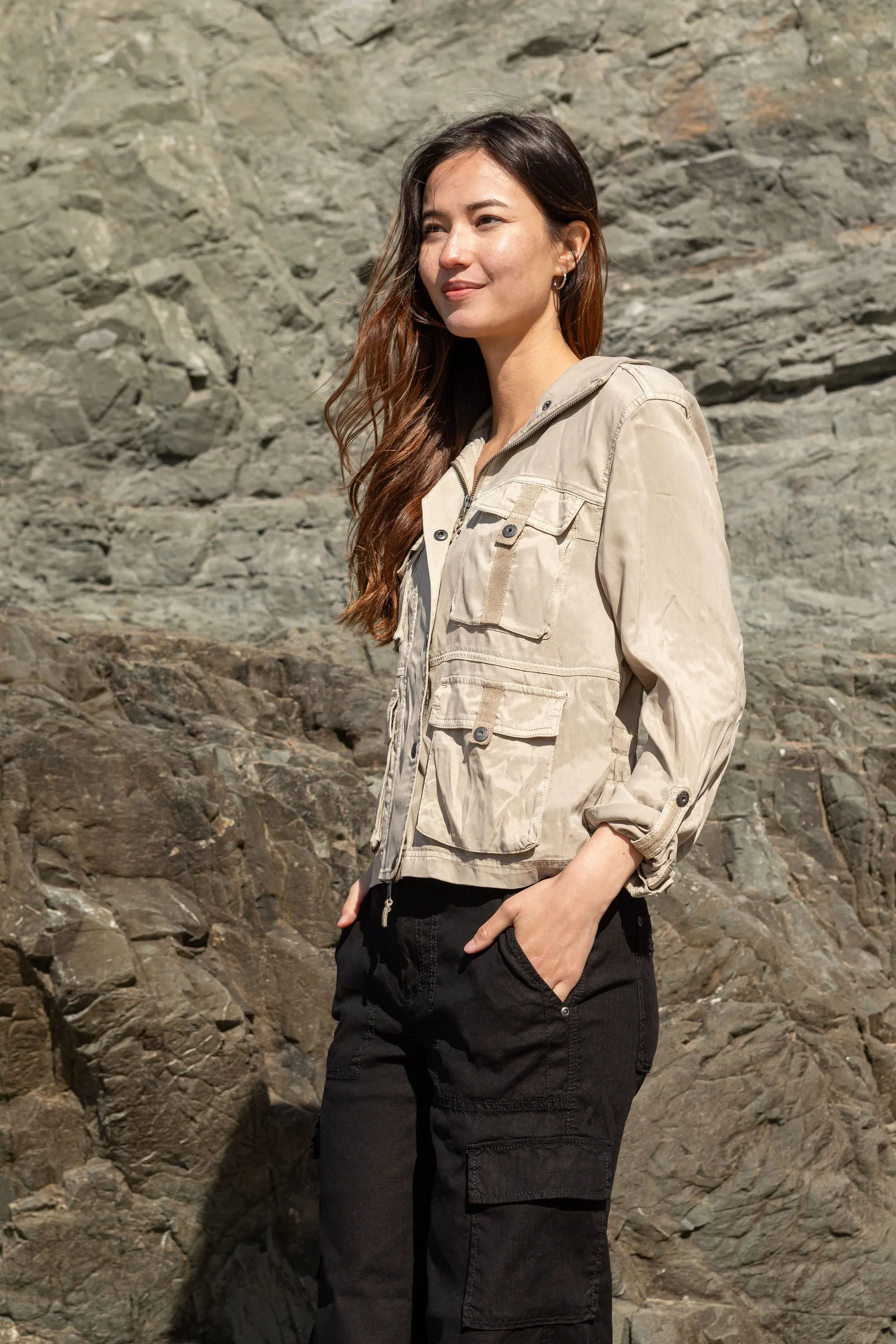 Autumn Stretch Cupro Utility Jacket