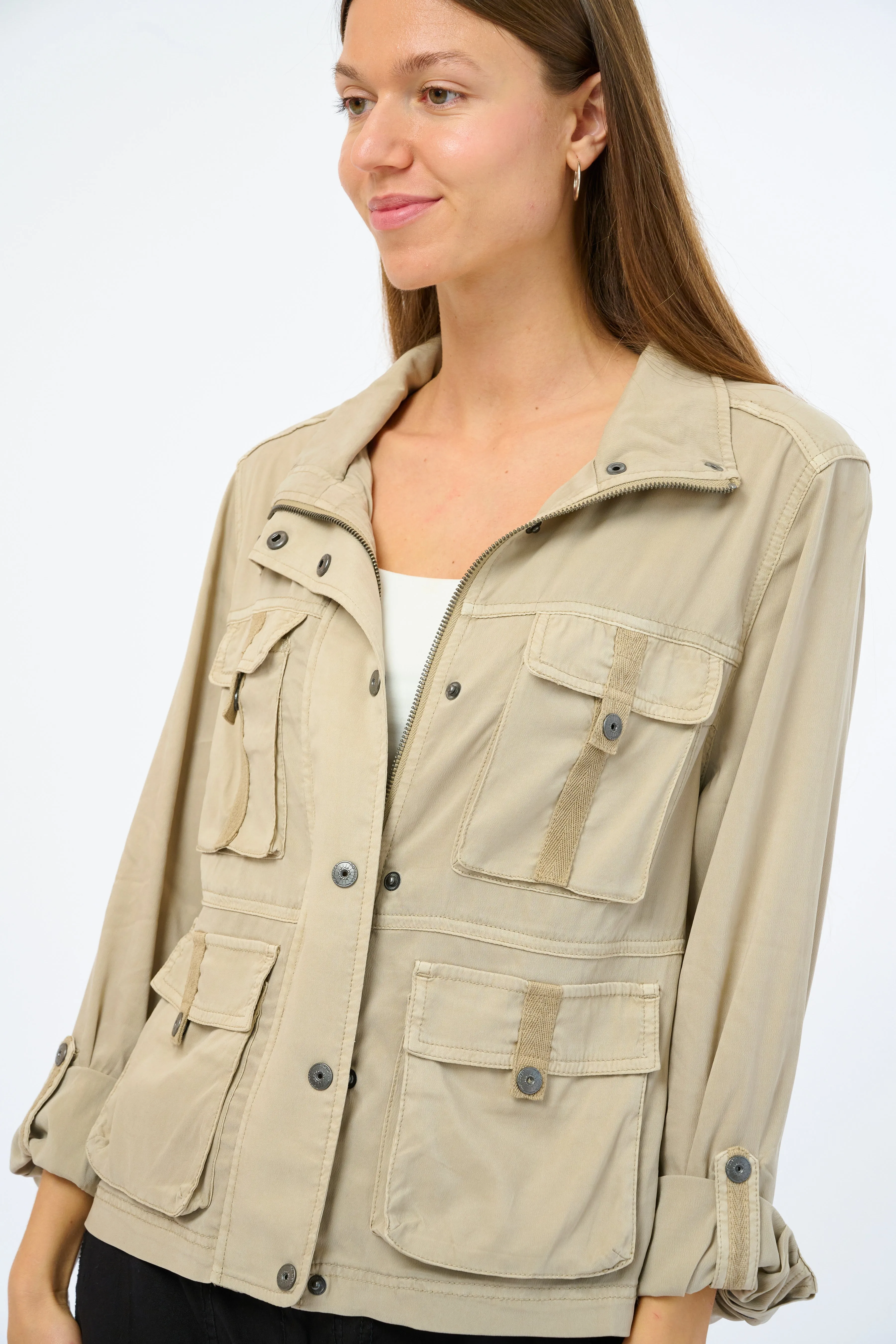 Autumn Stretch Cupro Utility Jacket