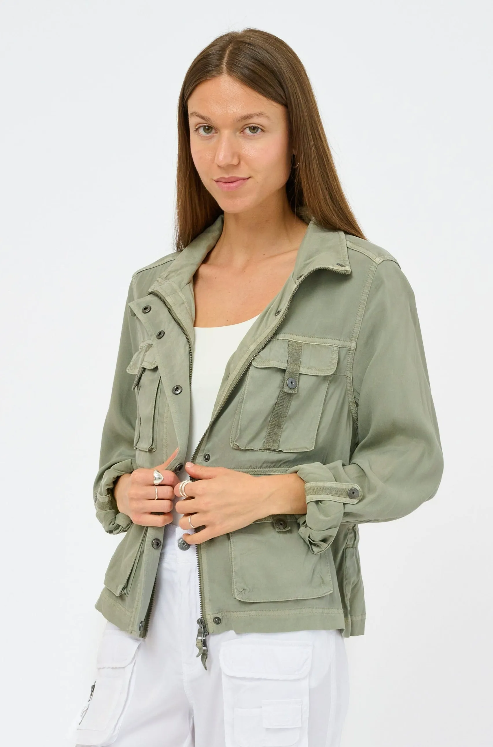 Autumn Stretch Cupro Utility Jacket