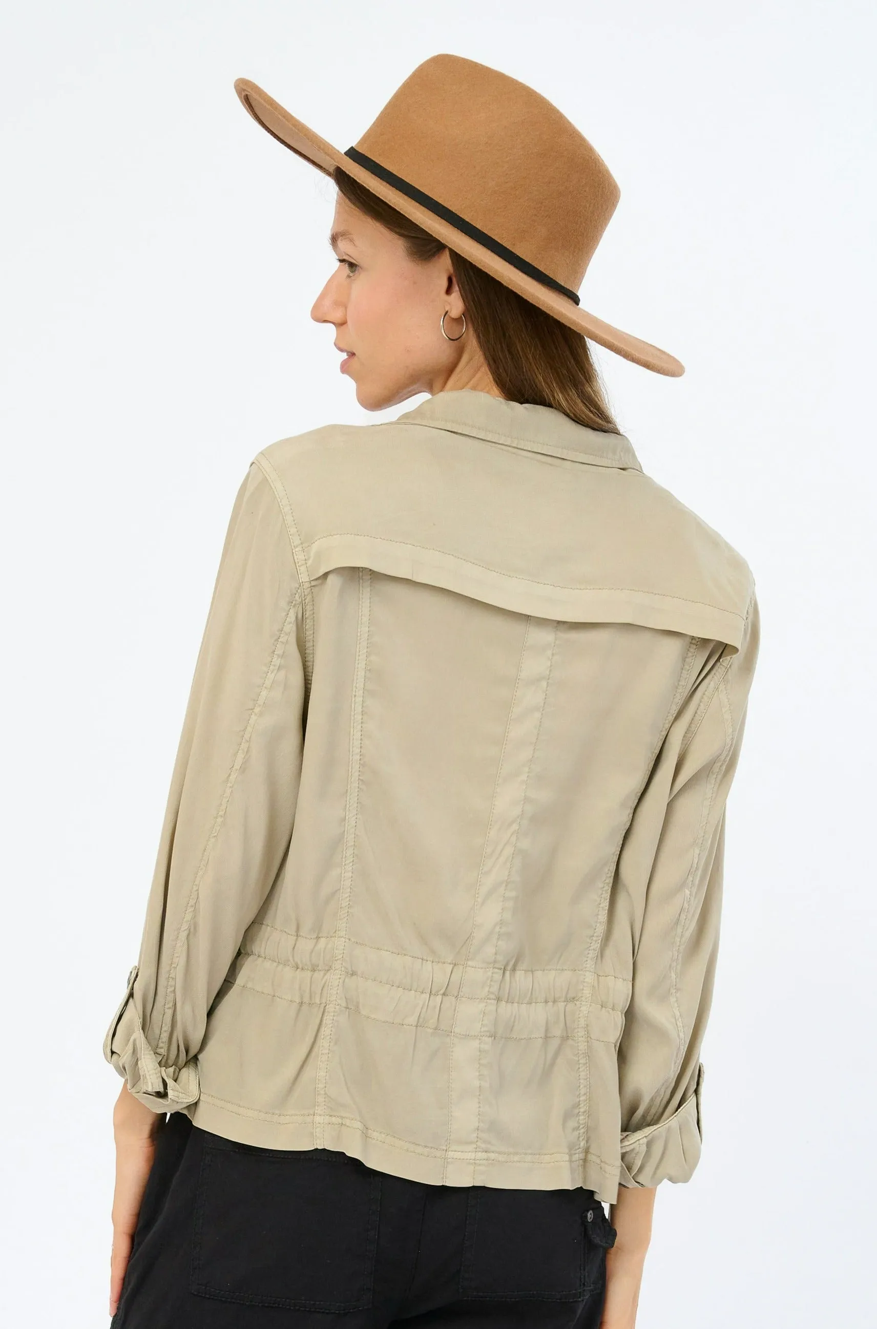 Autumn Stretch Cupro Utility Jacket