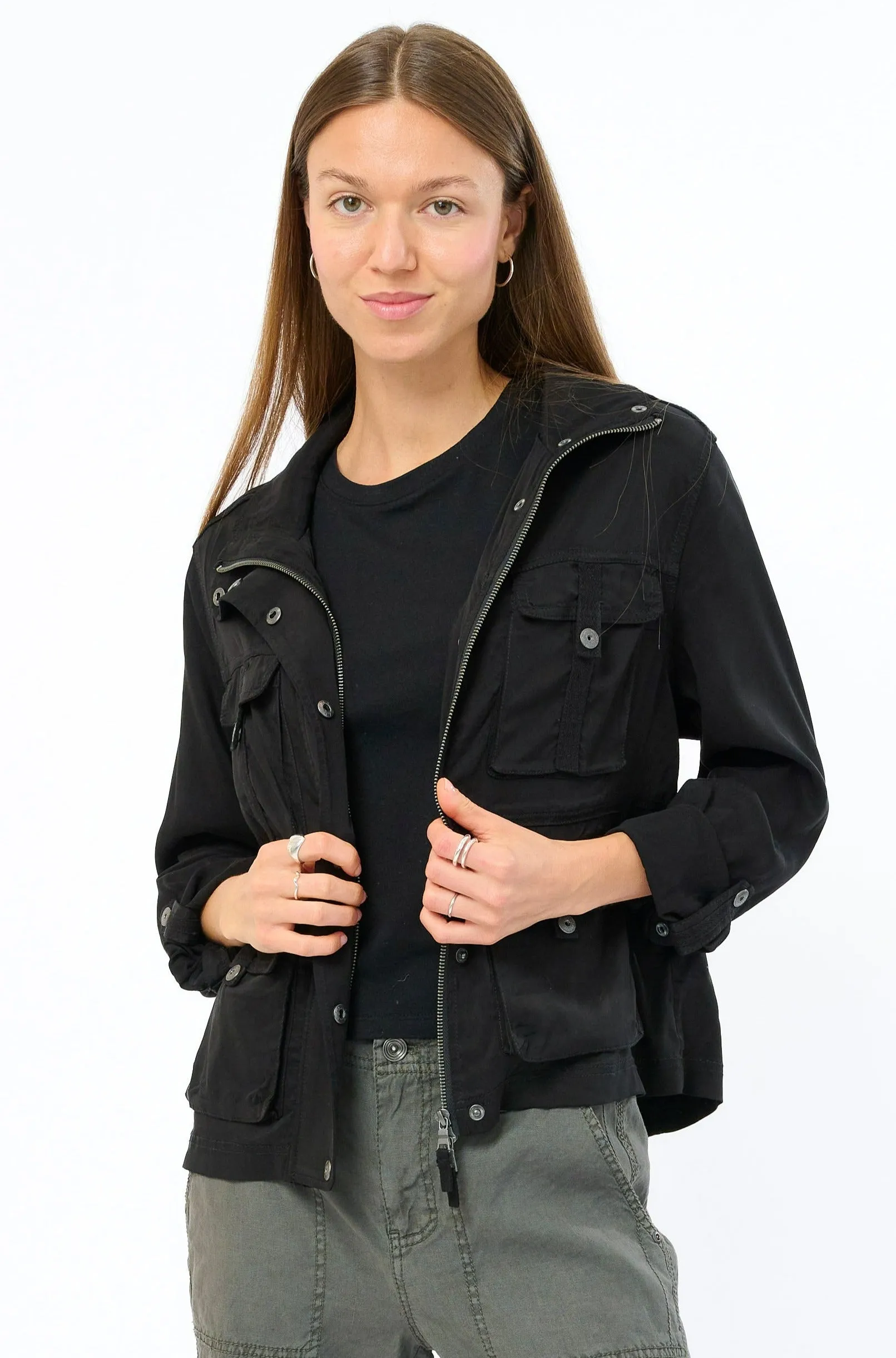 Autumn Stretch Cupro Utility Jacket