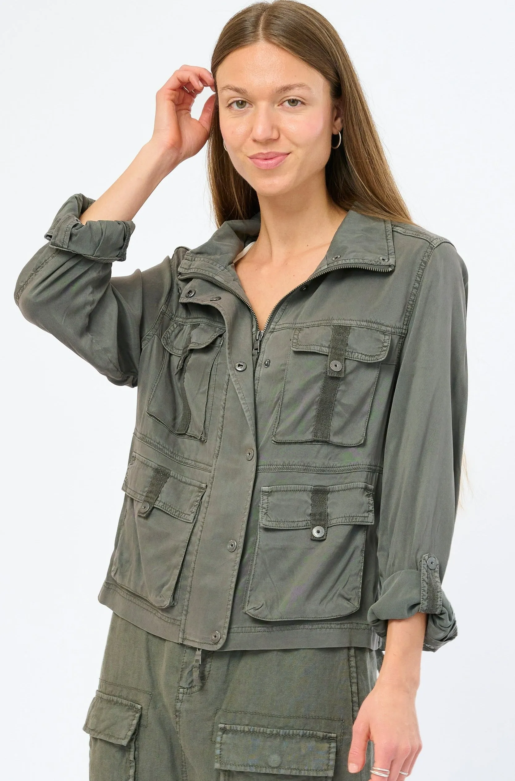 Autumn Stretch Cupro Utility Jacket