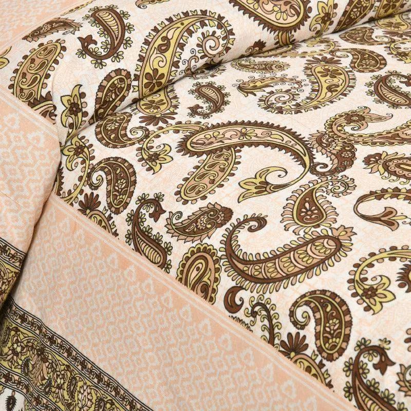 Bimbita Paisley Bedsheet - Peach