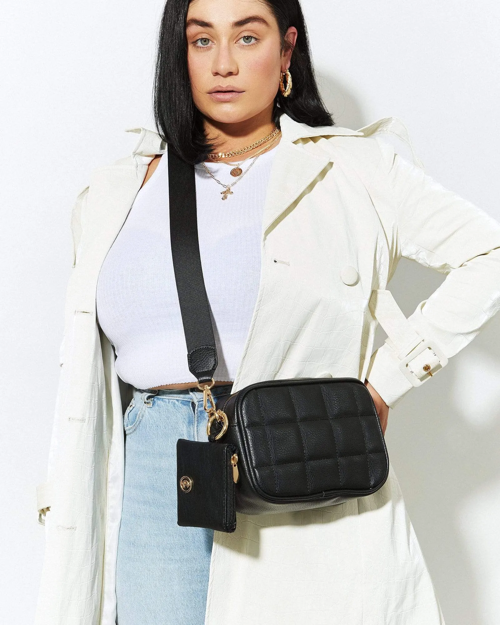 Black Quilted Crossbody Bag
