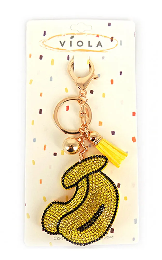 [BOGO] TD0369 Banana with Crystal Stones Key Chain