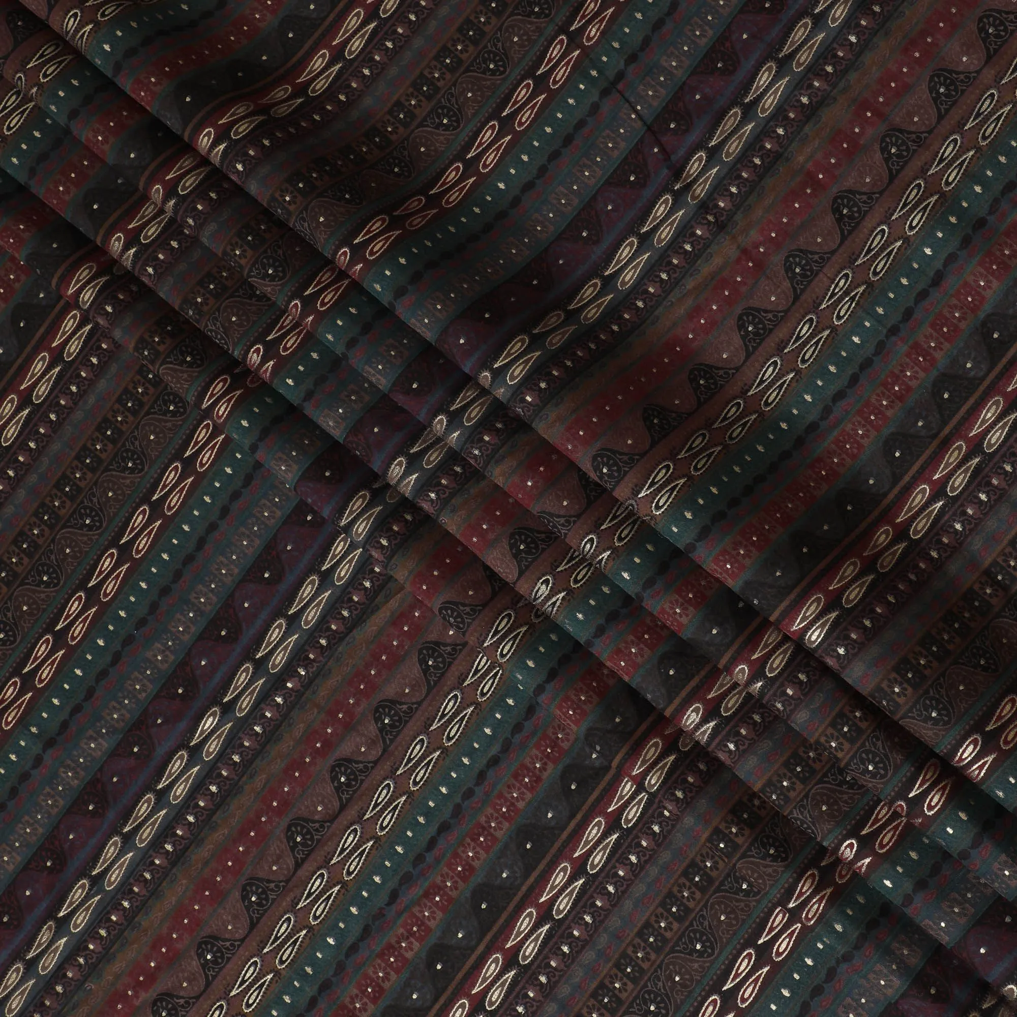 Bohemian Elegance Striped Viscose Fabric - 110cm Width, Rich Textured Weave, Order in Meters Online-D18016