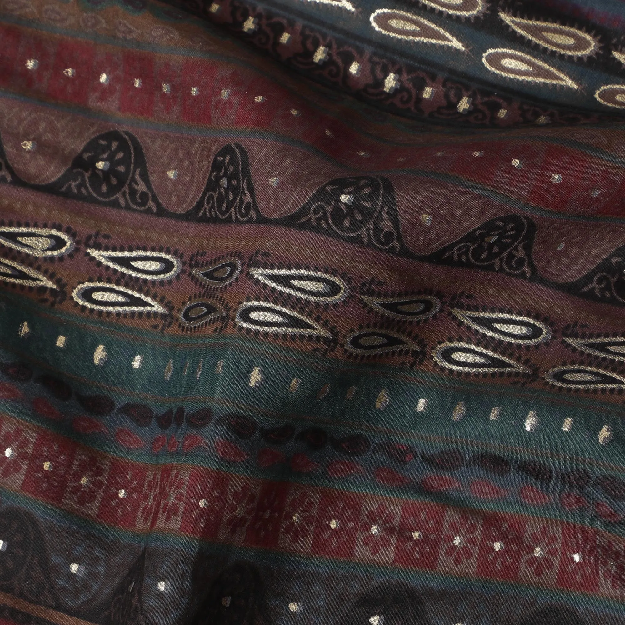 Bohemian Elegance Striped Viscose Fabric - 110cm Width, Rich Textured Weave, Order in Meters Online-D18016