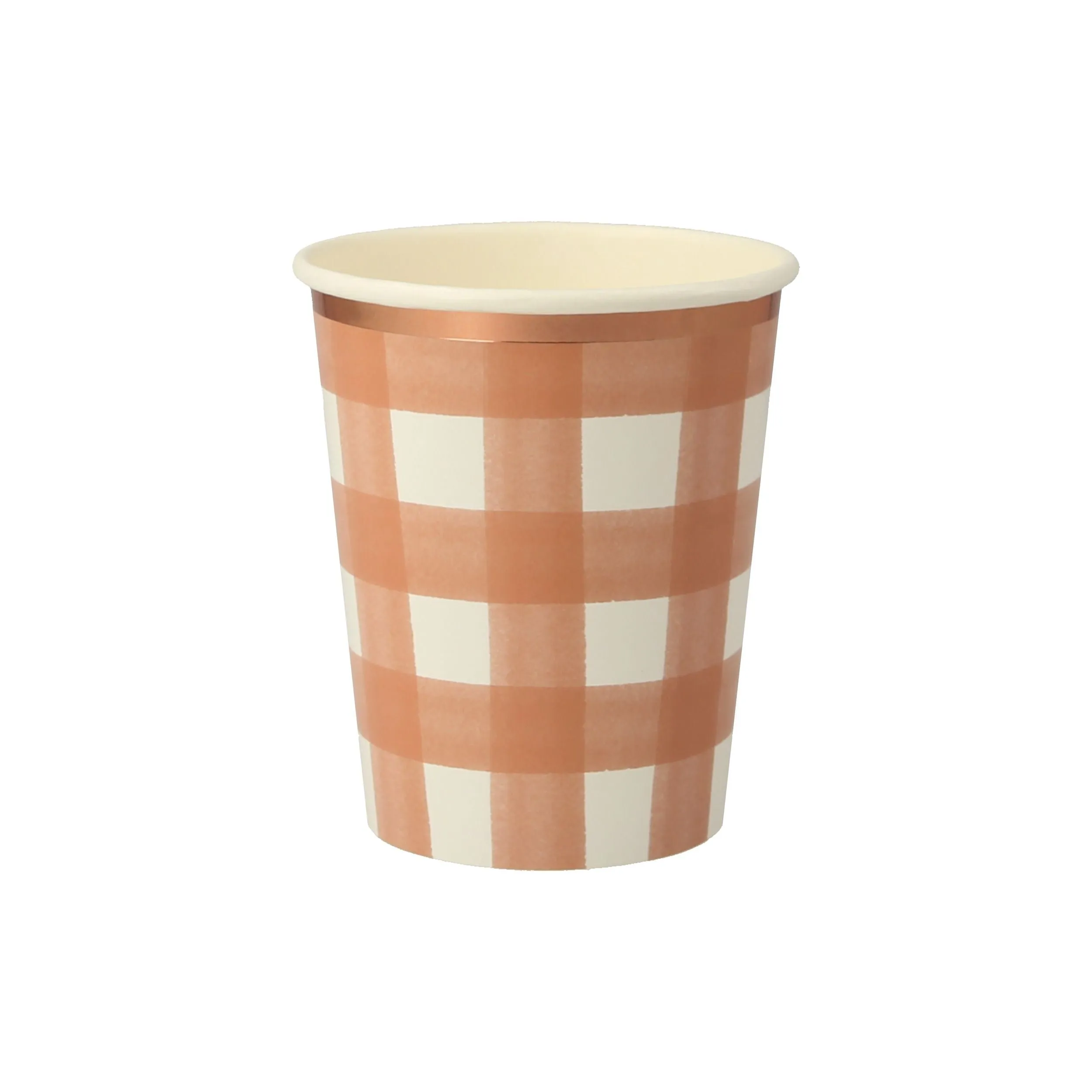 burnt orange gingham party cups - set of 8