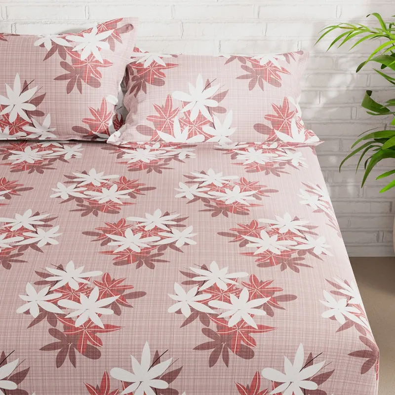 Calen Floral Bedsheet  - Pink