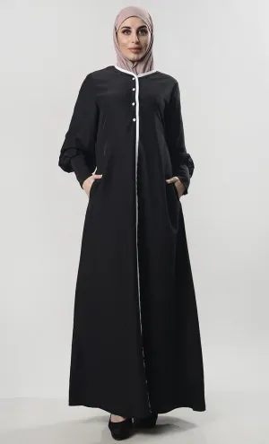 Contrast Taping Chic Everyday Abaya