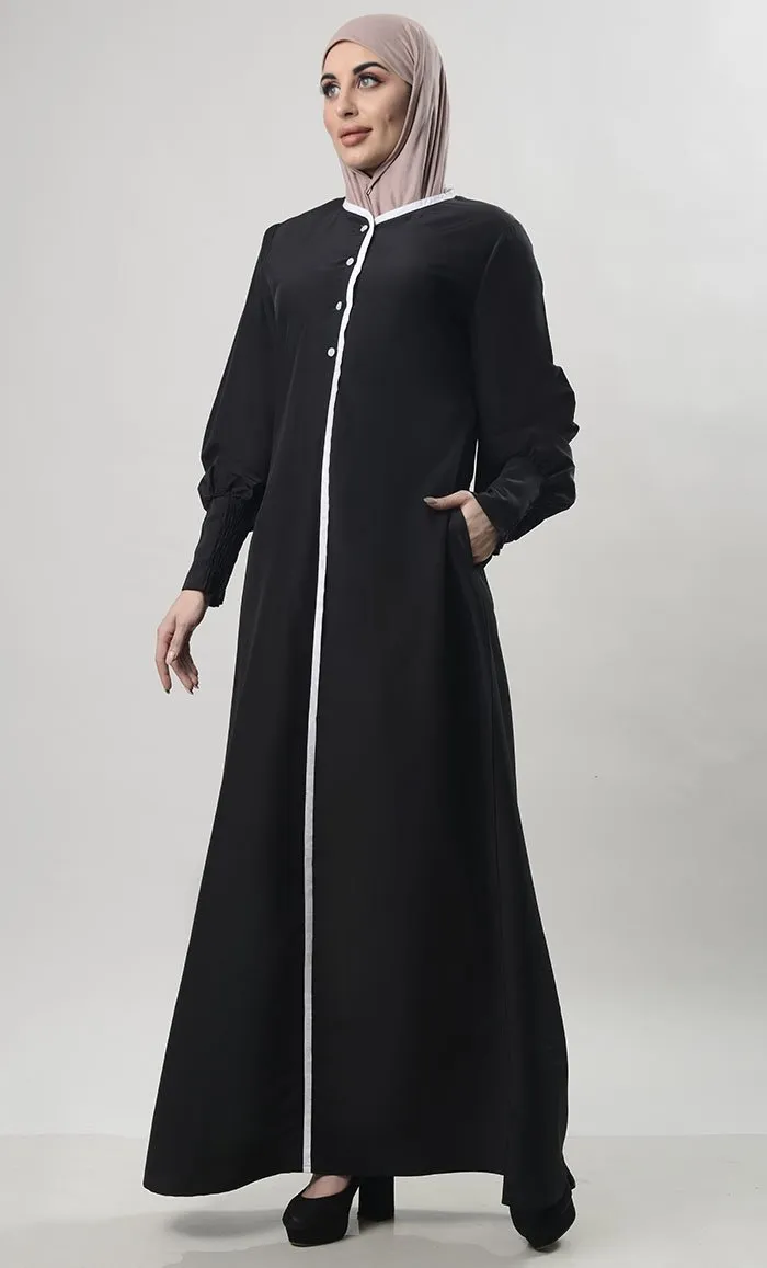 Contrast Taping Chic Everyday Abaya