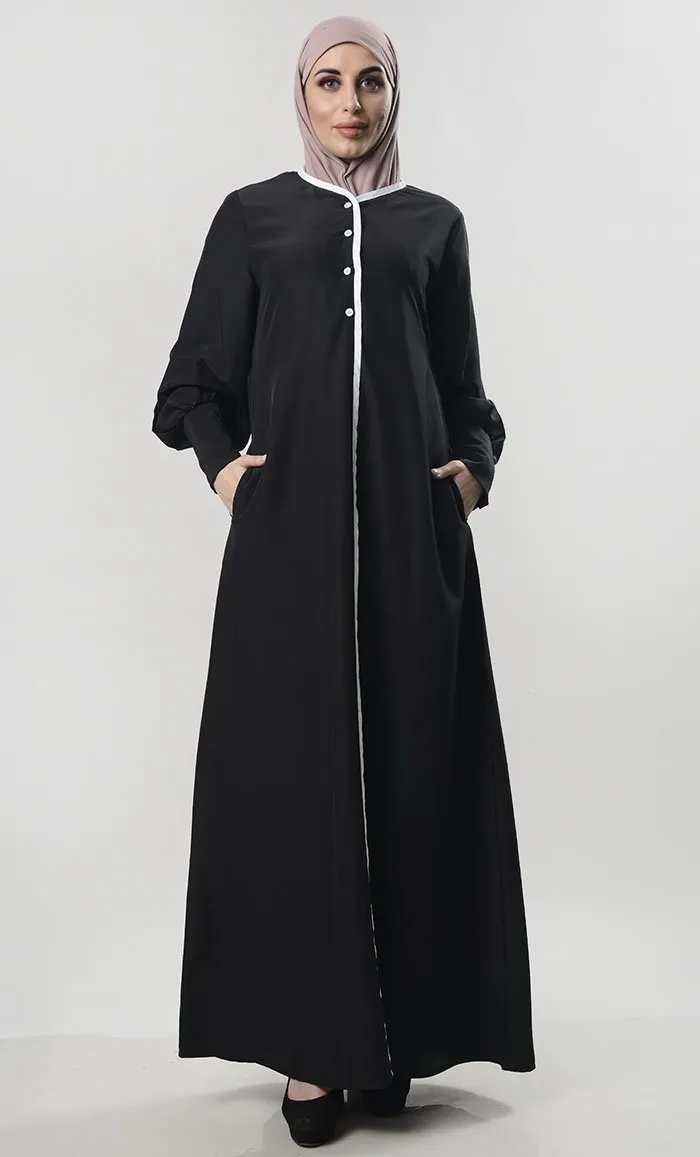 Contrast Taping Chic Everyday Abaya