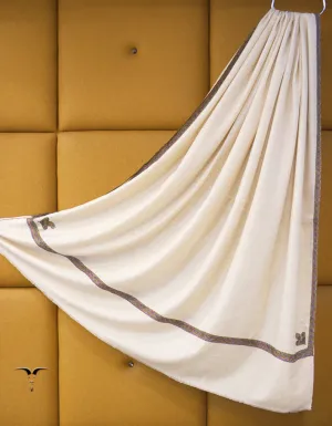 creamy white men's embroidery pashmina shawl 8938