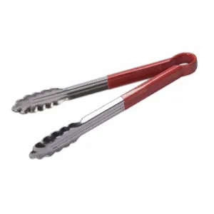 Culinary Essentials 859295 Coated Utility Tongs, Red, 12"