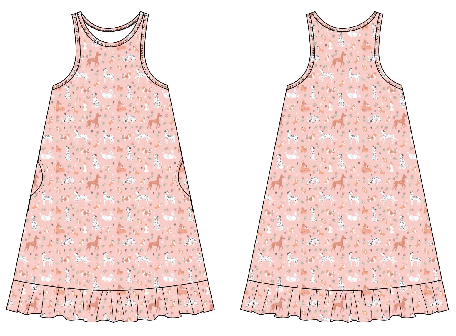 Dalmatian Poodle Puppy Summer Boho Dress