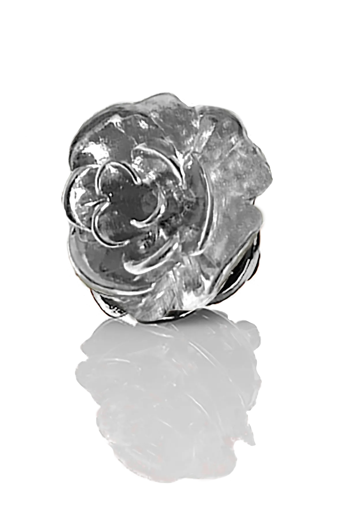 David August Open Rose Lapel Pin - Rhodium