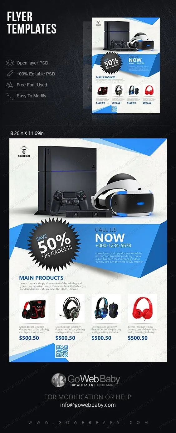 Flyer templates - Exclusive Electronics for website marketing