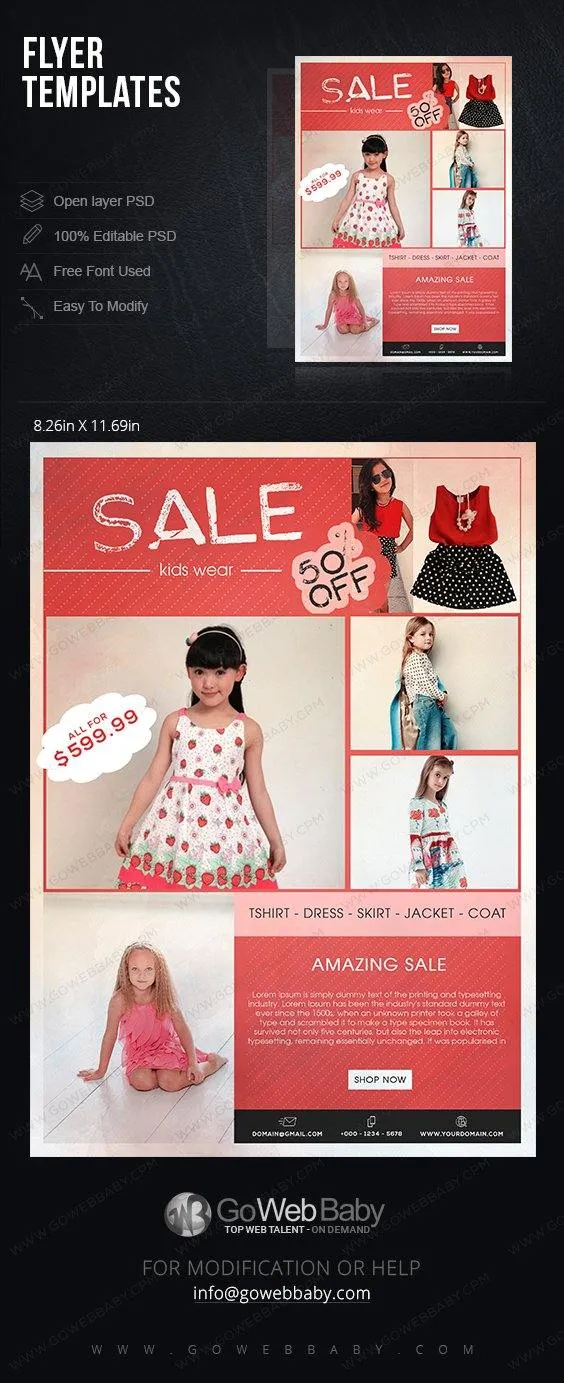 Flyer templates - Kids fashion for website marketing