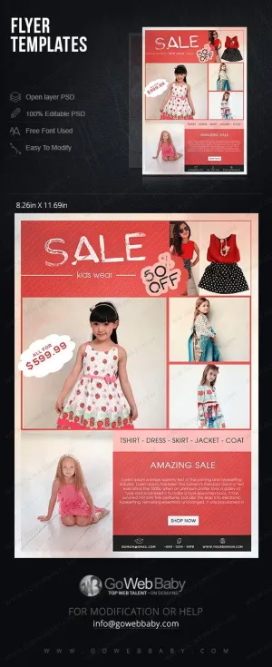Flyer templates - Kids fashion for website marketing