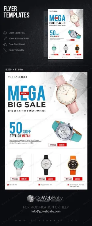 Flyer templates - Women's Watches For Website Marketing