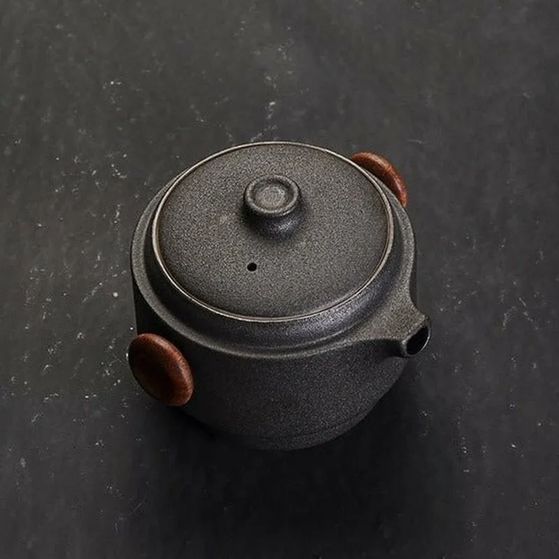 Handmade Ceramic Travel Teapot with 2 Cups & Sleek Travel Bag - 3 Colors to Choose From