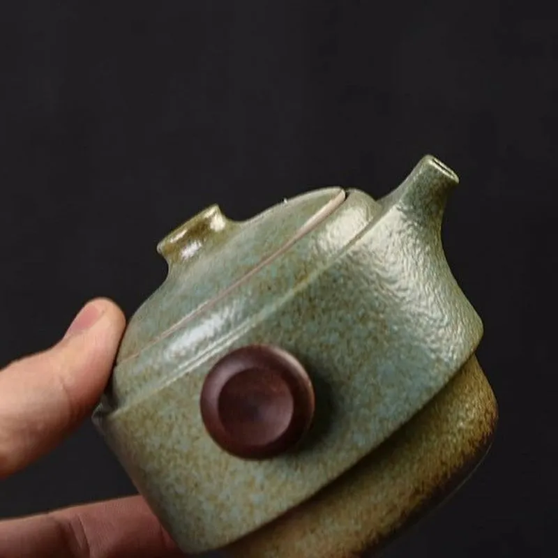Handmade Ceramic Travel Teapot with 2 Cups & Sleek Travel Bag - 3 Colors to Choose From