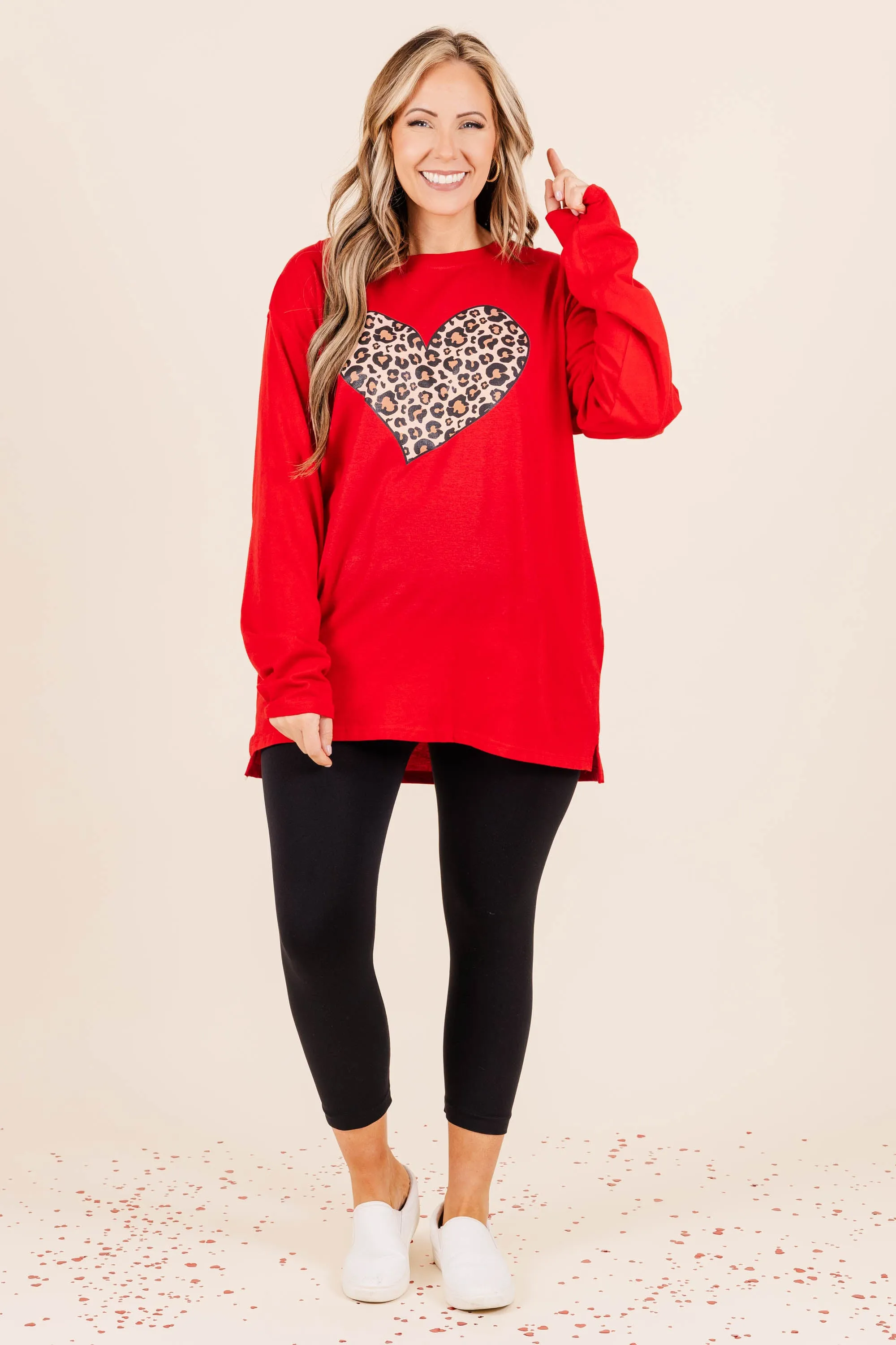 Happy Hearts Day Top, Jersey Red