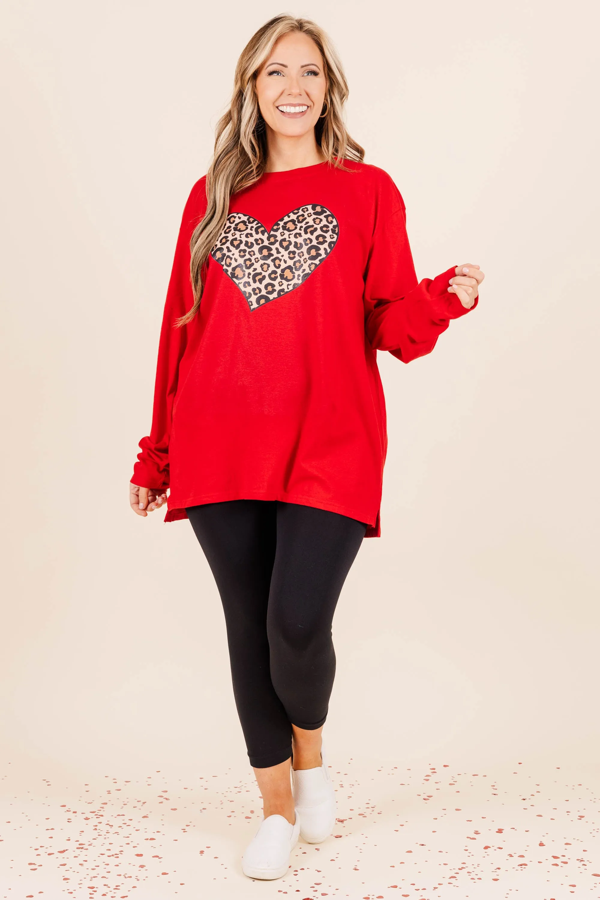 Happy Hearts Day Top, Jersey Red