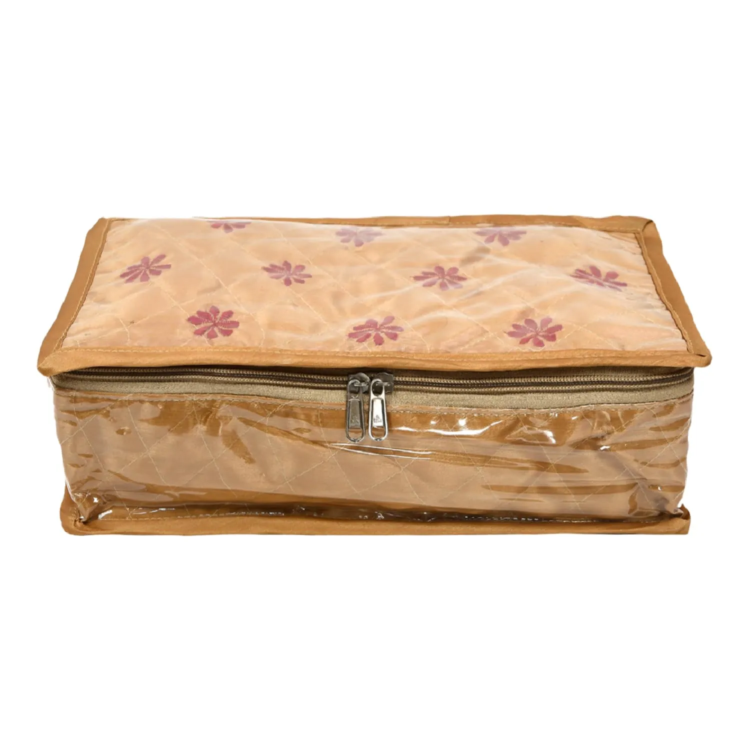Heart Home Jewellery Kit | Satin Flower Embroidery Locker Kit | 3 3 1 Detachable Pouch Cosmetic Kit | Makeup Storage Kit for Watches | Bracelets | Earring | Golden