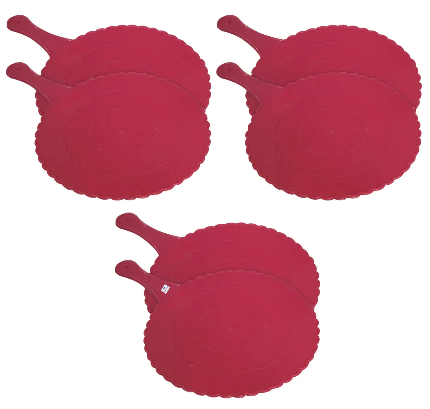 Heart Home Plastic Lightweight Handfan|Hath Pankha|Beejna for Natural Cooling Air Home Decor and Travel Useful, Pack of 6 (Pink)