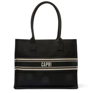 Hotel Tote in Black Multi Canvas