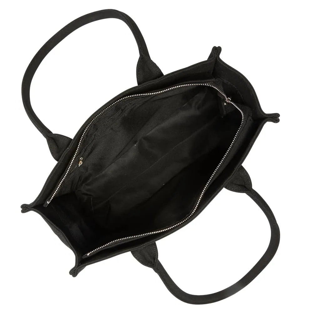 Hotel Tote in Black Multi Canvas