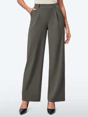 IUGA Wide Leg Pull On Stretchy Work Pants With Pockets