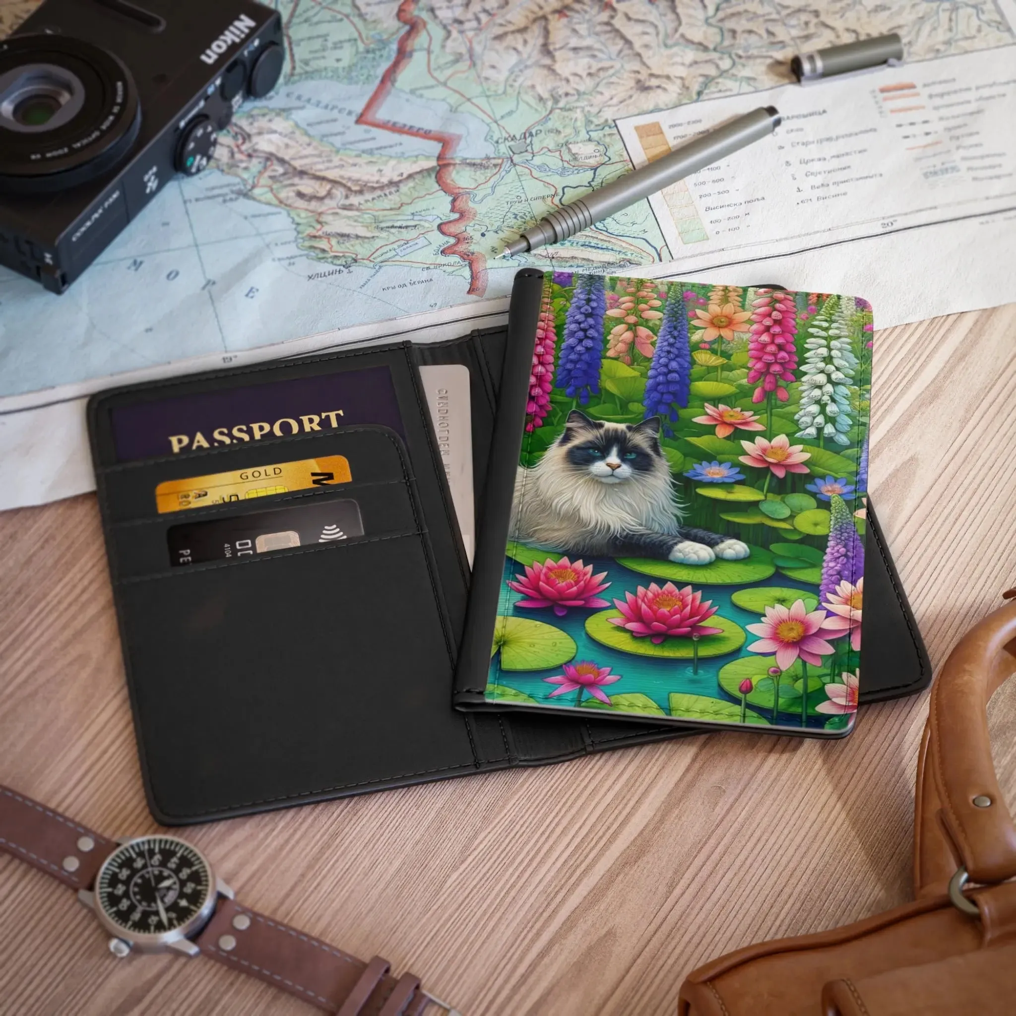 July Birthday Flower - Cat Lover - Passport Cover