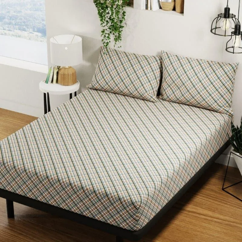 Karime Grided Bedsheet - Green