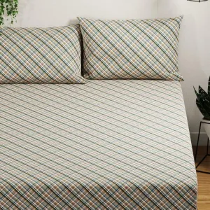Karime Grided Bedsheet - Green