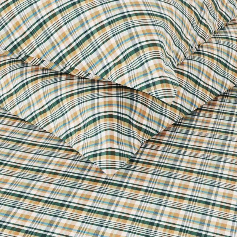 Karime Grided Bedsheet - Green