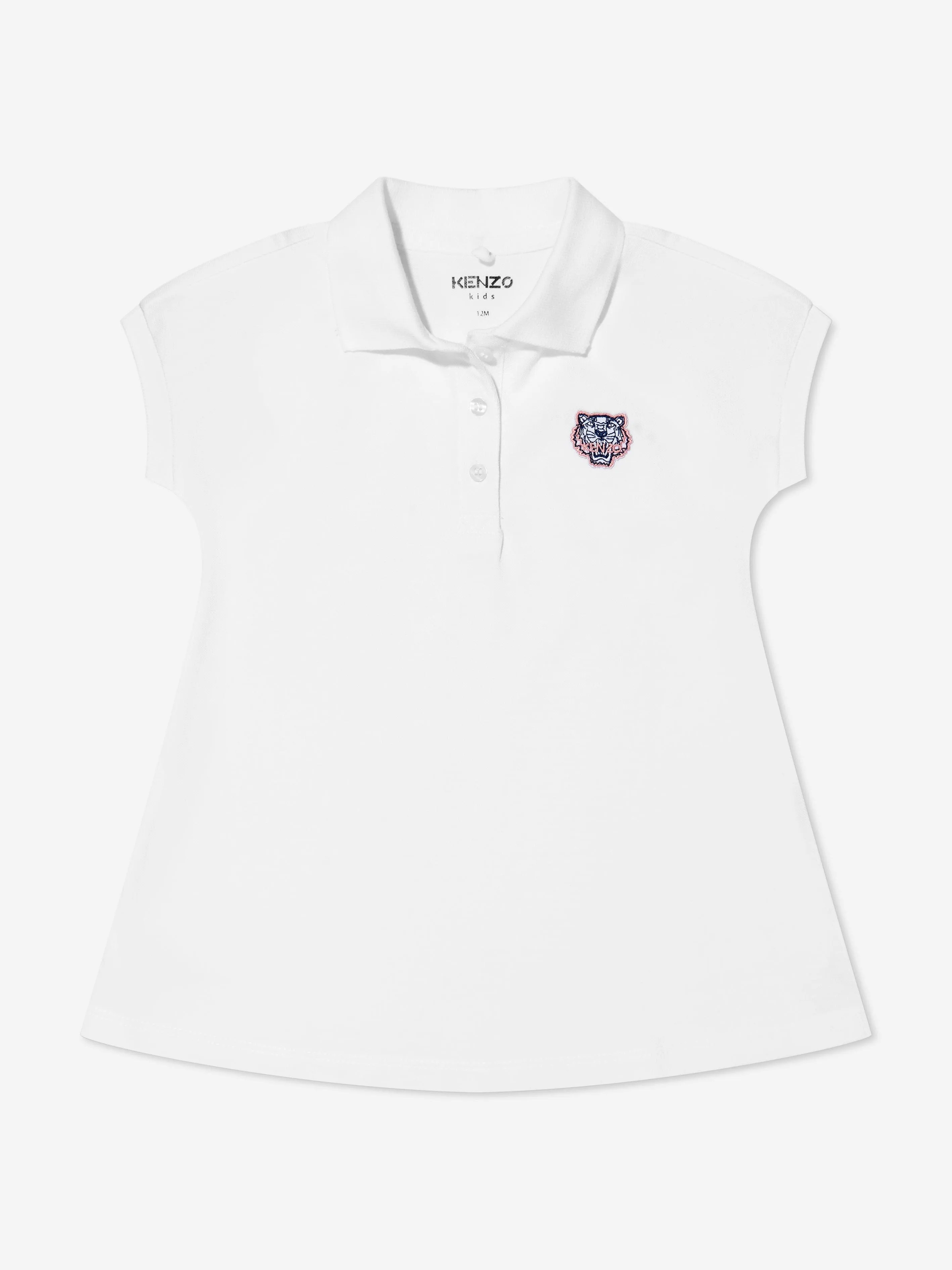 KENZO Baby Girls Organic Cotton Tiger Polo Dress in White