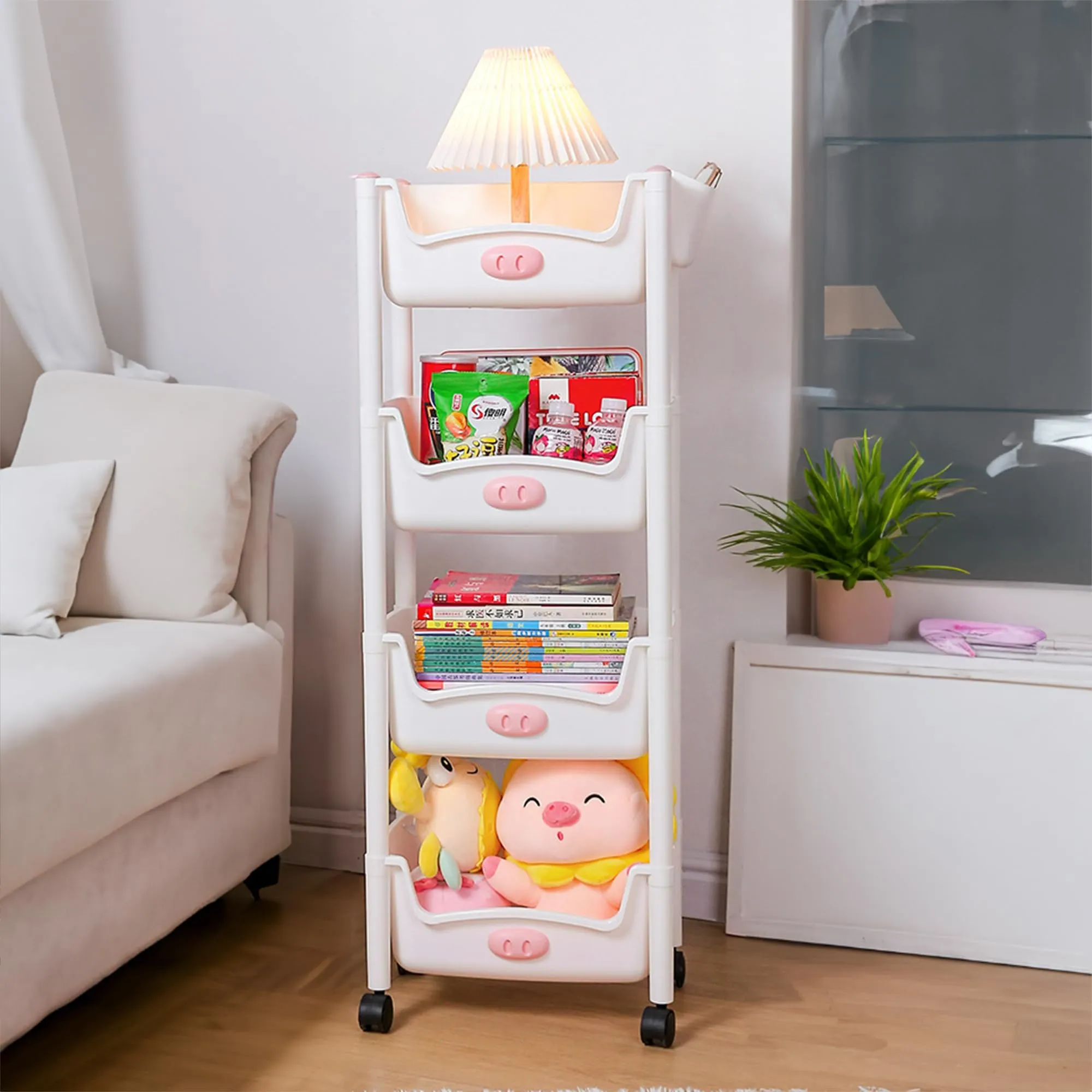 Kuber Industries (Set of 3) Slim Storage Organizer Rack | 4-Layer Rack for Storage | Laundry Organizers and Storage Racks | Side Rack for Kitchen | White