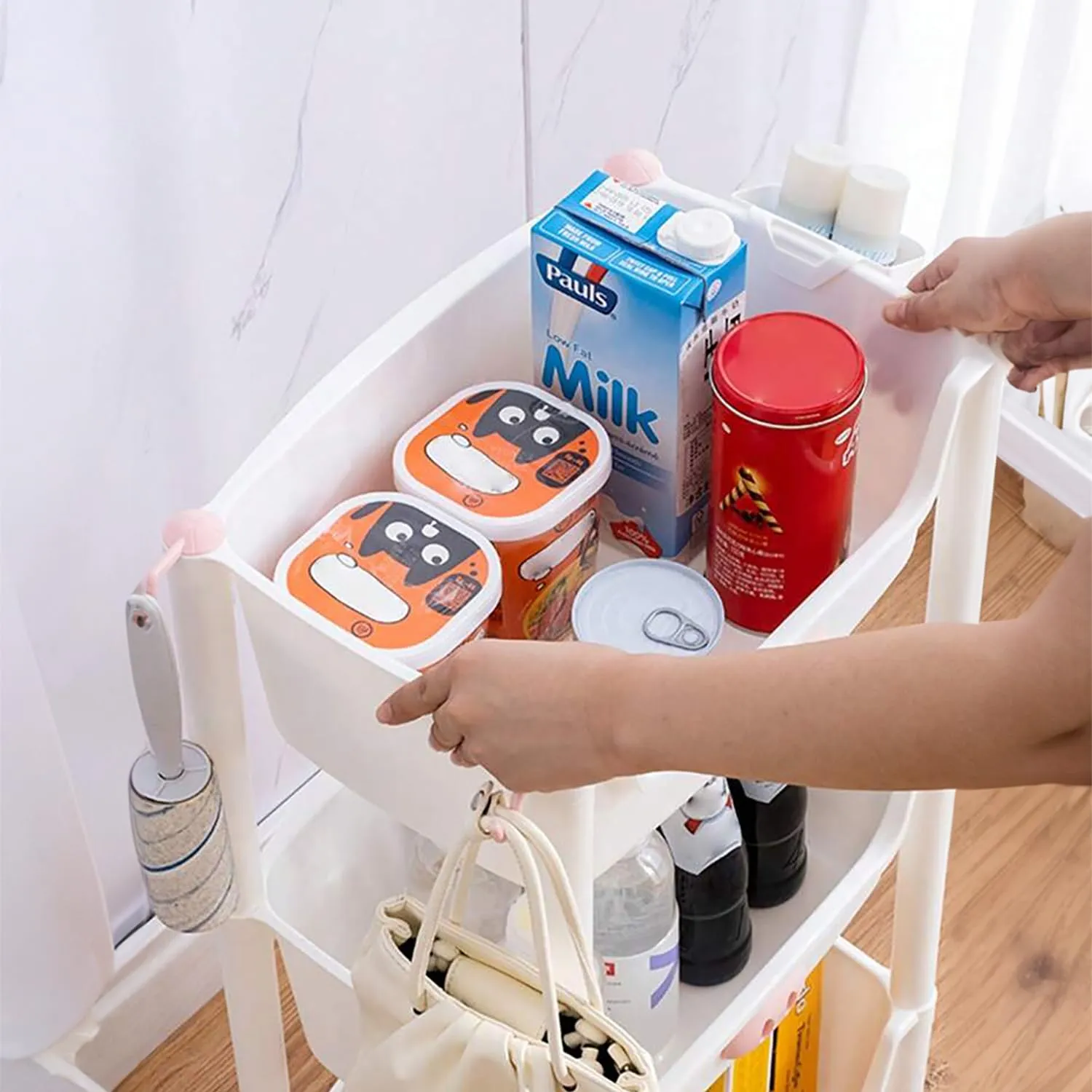Kuber Industries (Set of 3) Slim Storage Organizer Rack | 4-Layer Rack for Storage | Laundry Organizers and Storage Racks | Side Rack for Kitchen | White