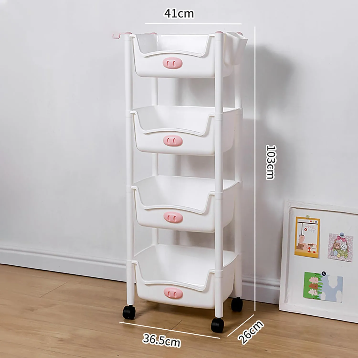 Kuber Industries (Set of 3) Slim Storage Organizer Rack | 4-Layer Rack for Storage | Laundry Organizers and Storage Racks | Side Rack for Kitchen | White