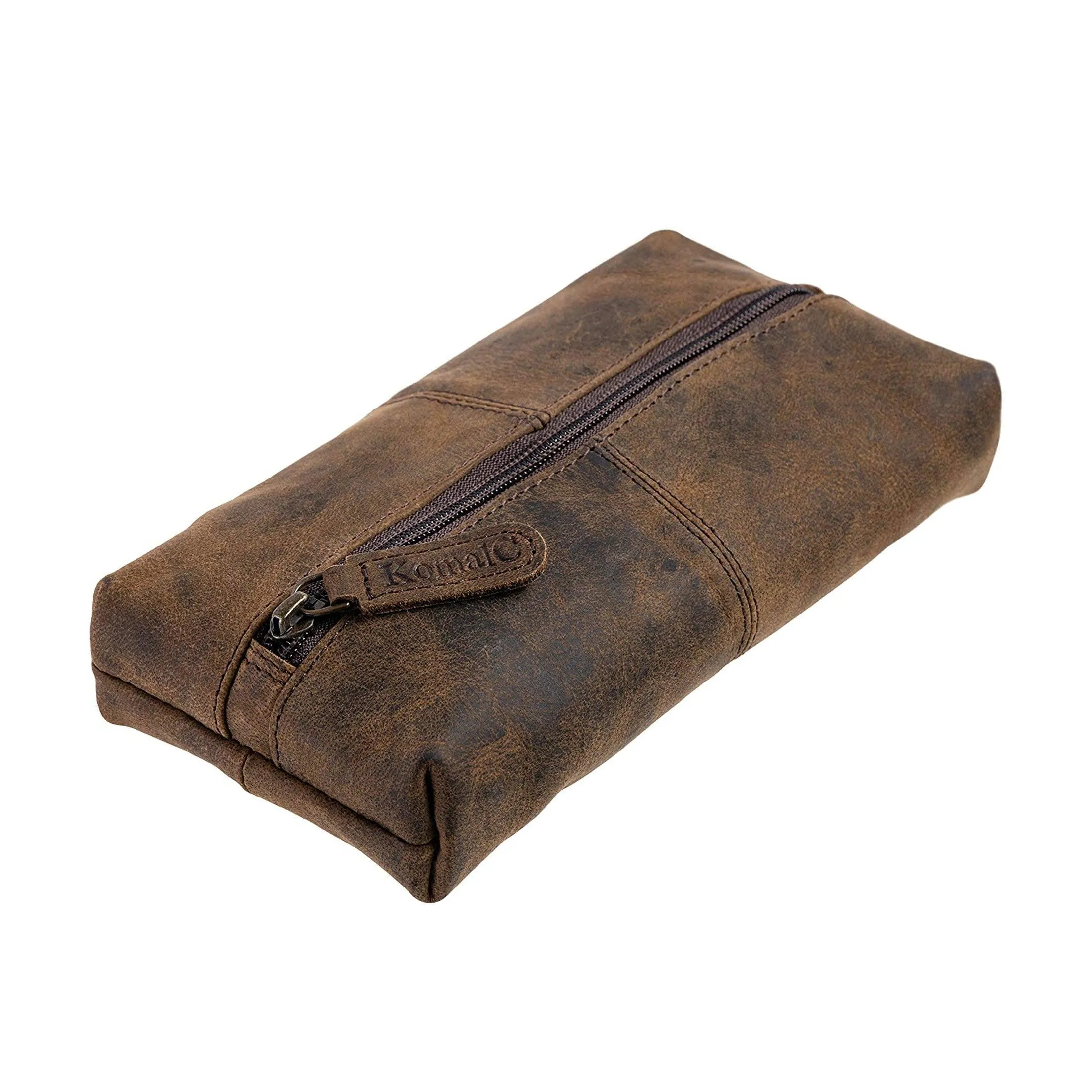 Leather Zip-Lock Cosmetic Makeup Pouch Bag Pen Pencil case