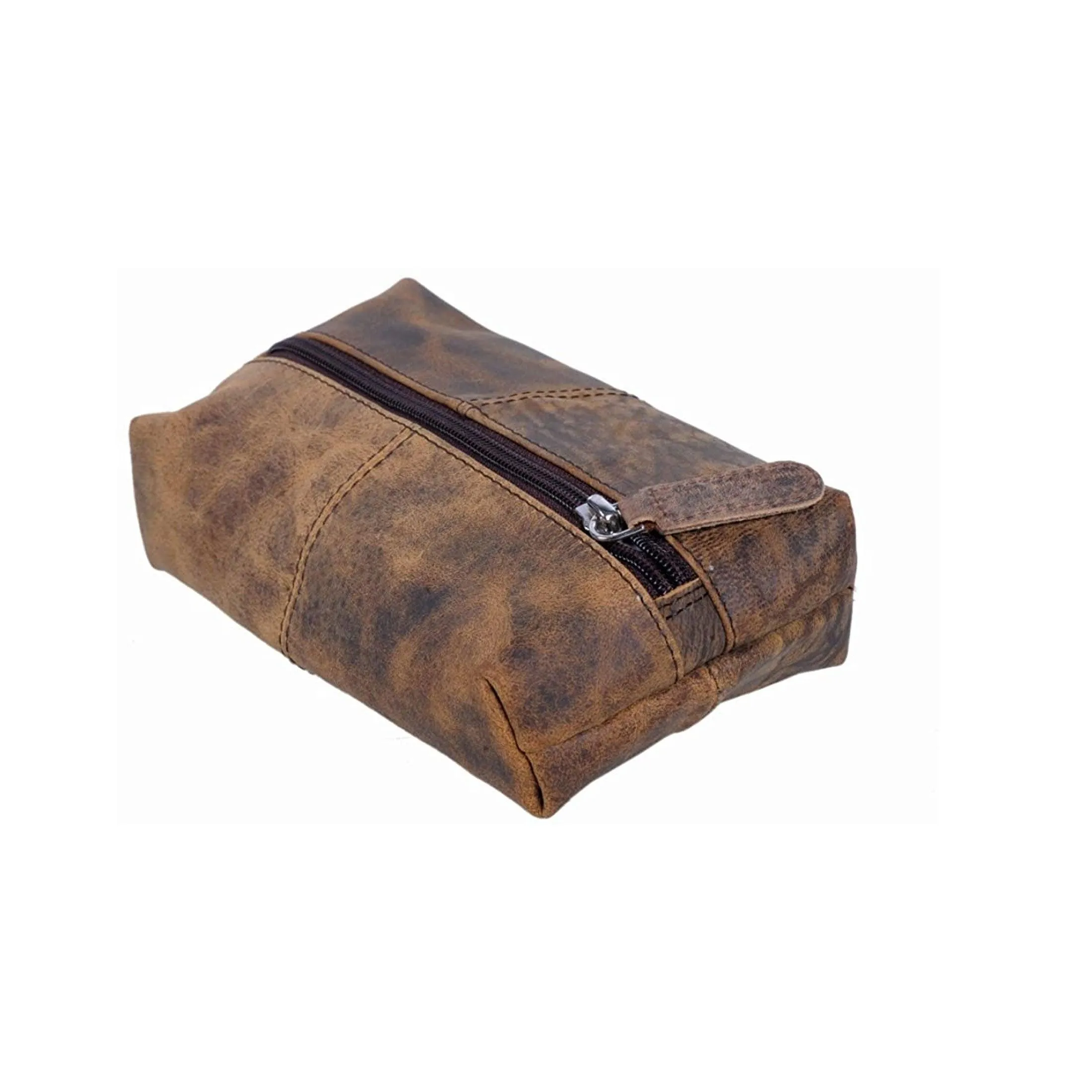 Leather Zip-Lock Cosmetic Makeup Pouch Bag Pen Pencil case