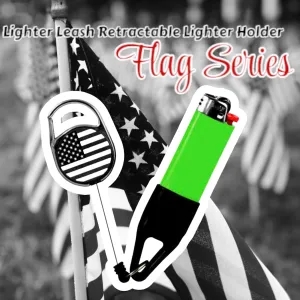 Lighter Leash Retractable Lighter Holder - Black American Flag - Standard Size