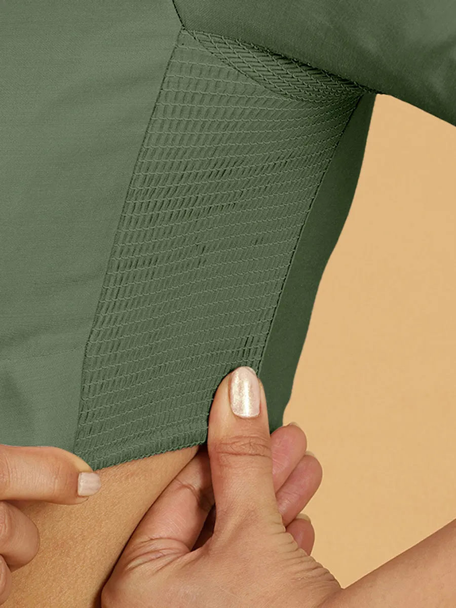 Maya x Rozaana | Three Quarter Sleeves Saree Blouse in Hunter Green